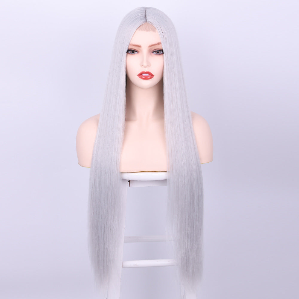 Front Lace Long Straight Hair Chemical Fiber Wig