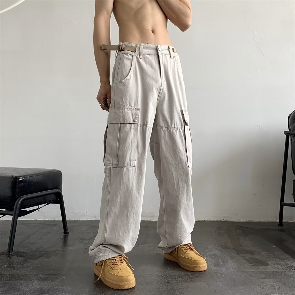 American Retro Ami Khaki Overalls Men's Autumn