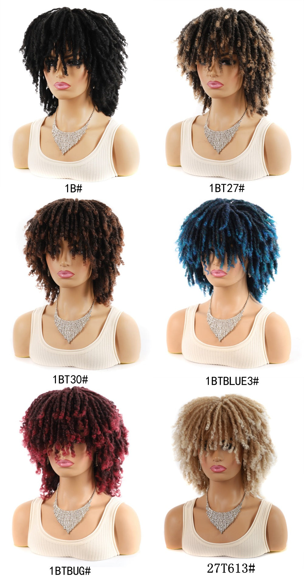 African Wigs With Small Curly Hair Headgear Non-multicolor 6-inch