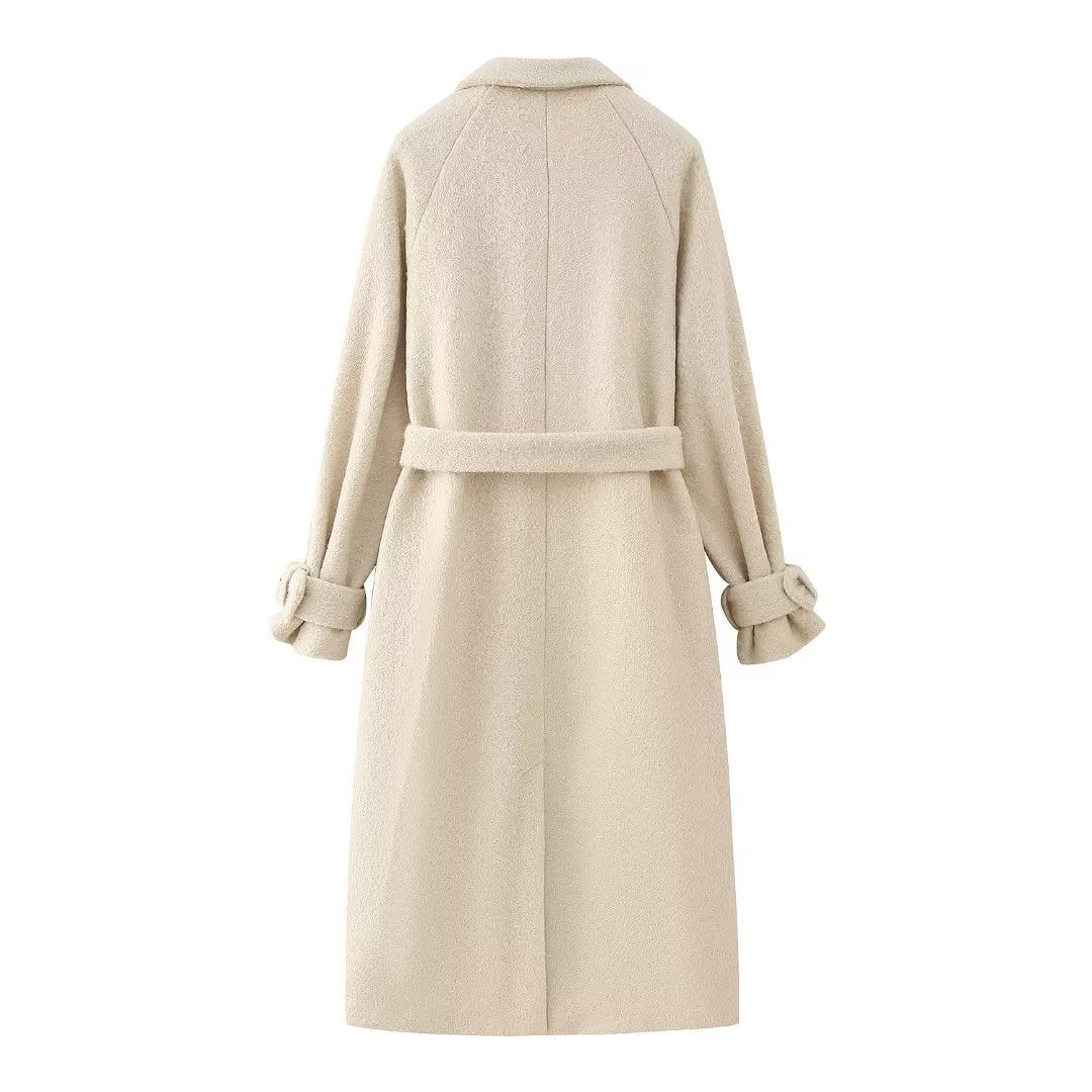 Women's Autumn Loose Cotton-padded Collar Long Woolen Coat