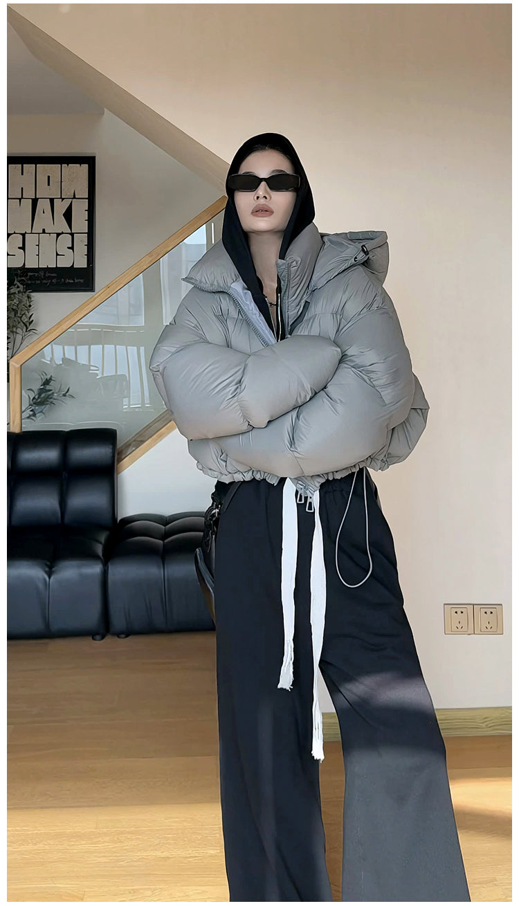 Women's Thick Hooded Loose Cotton Padded Short Down Jacket