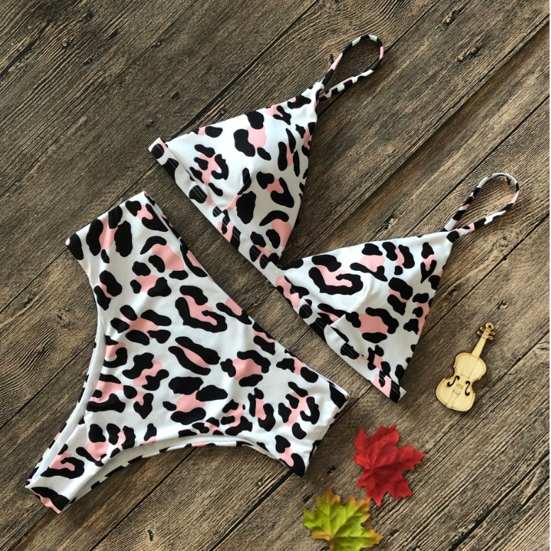 Sexy explosions swimsuit leopard snake pattern high waist ladies bikini