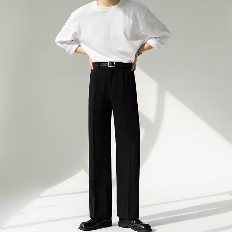 Draping Suit Pants Straight Non-ironing Loose Trousers