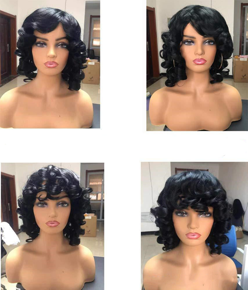 African Black Curly Wig European Beauty Short Fluffy Black Explosive Headgear Wig