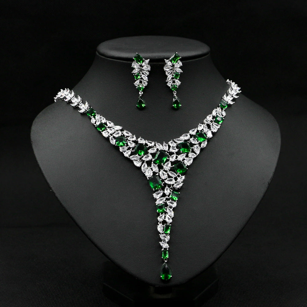 Zircon Necklace Set Wedding Dress Wedding Earring