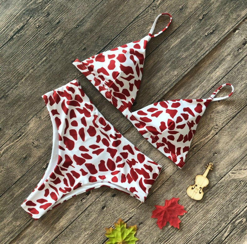 Sexy explosions swimsuit leopard snake pattern high waist ladies bikini