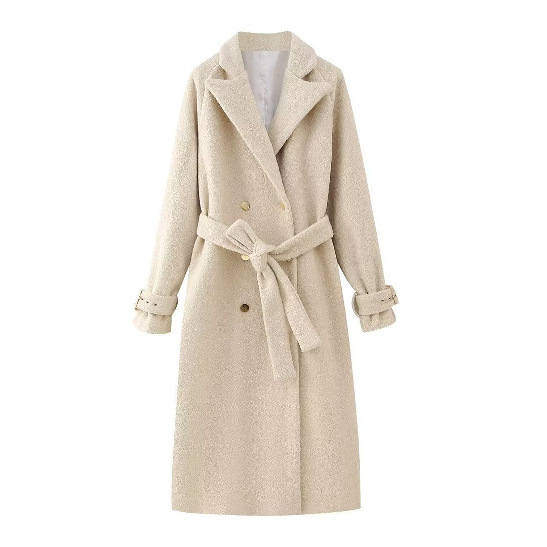 Women's Autumn Loose Cotton-padded Collar Long Woolen Coat