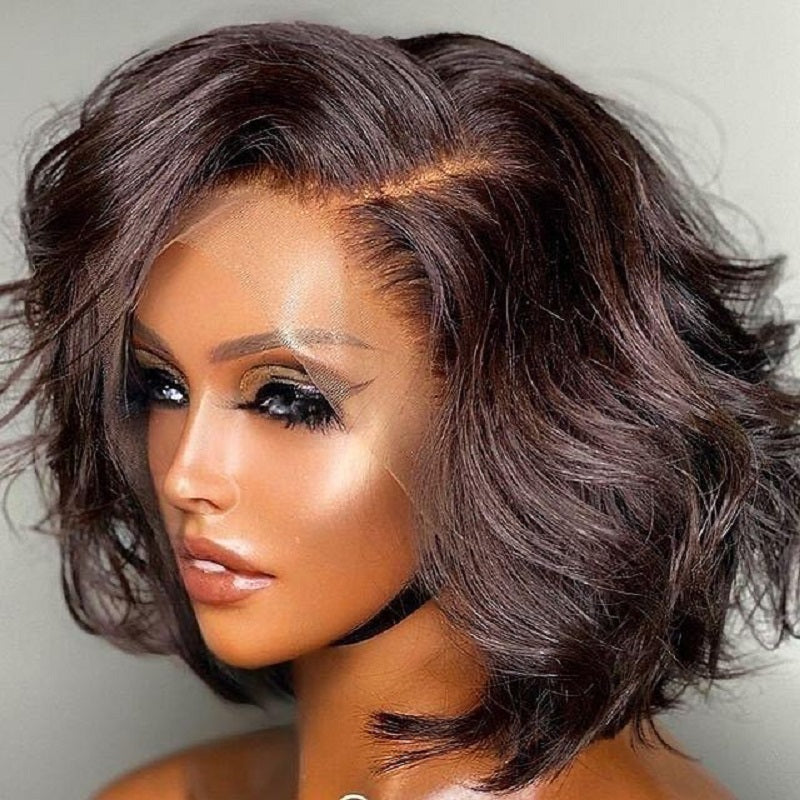 Chemical Fiber Short Curly Front Lace Wig Head Cover