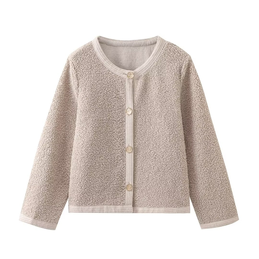 Autumn And Winter Women's Solid Color Knitted Cardigan Short Woolen Coat