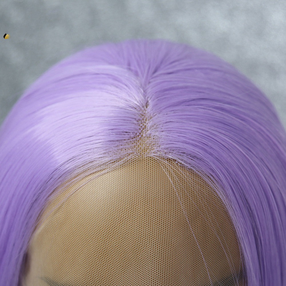 Wig Female Purple Chemical Fiber Front Lace Natural Girl Headgear