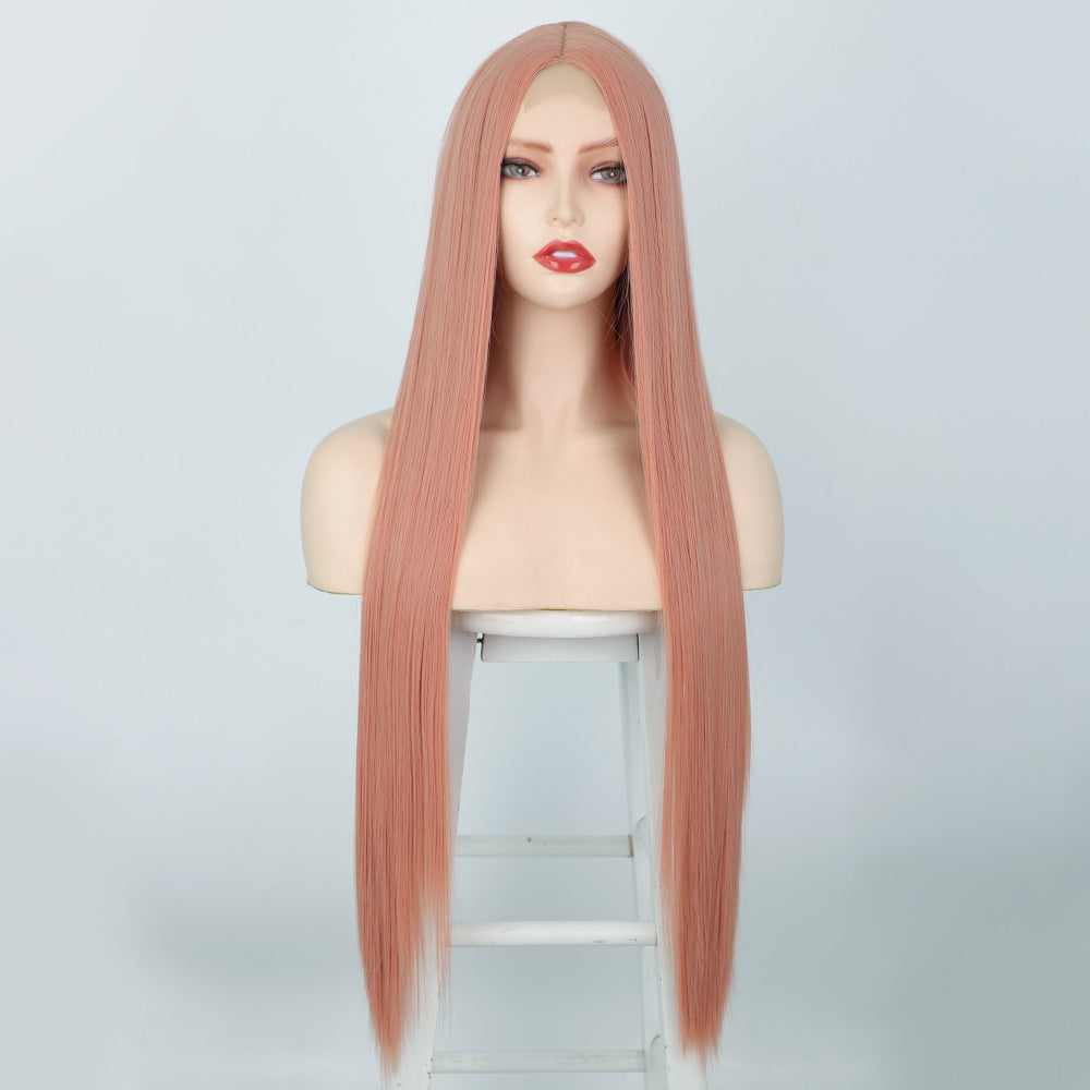 Front Lace Long Straight Hair Chemical Fiber Wig