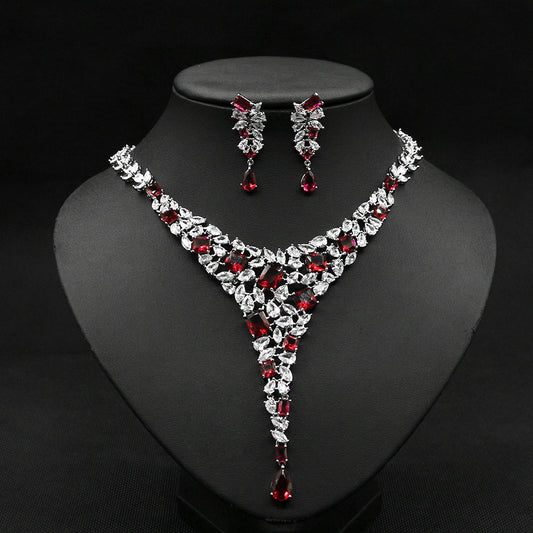 Zircon Necklace Set Wedding Dress Wedding Earring