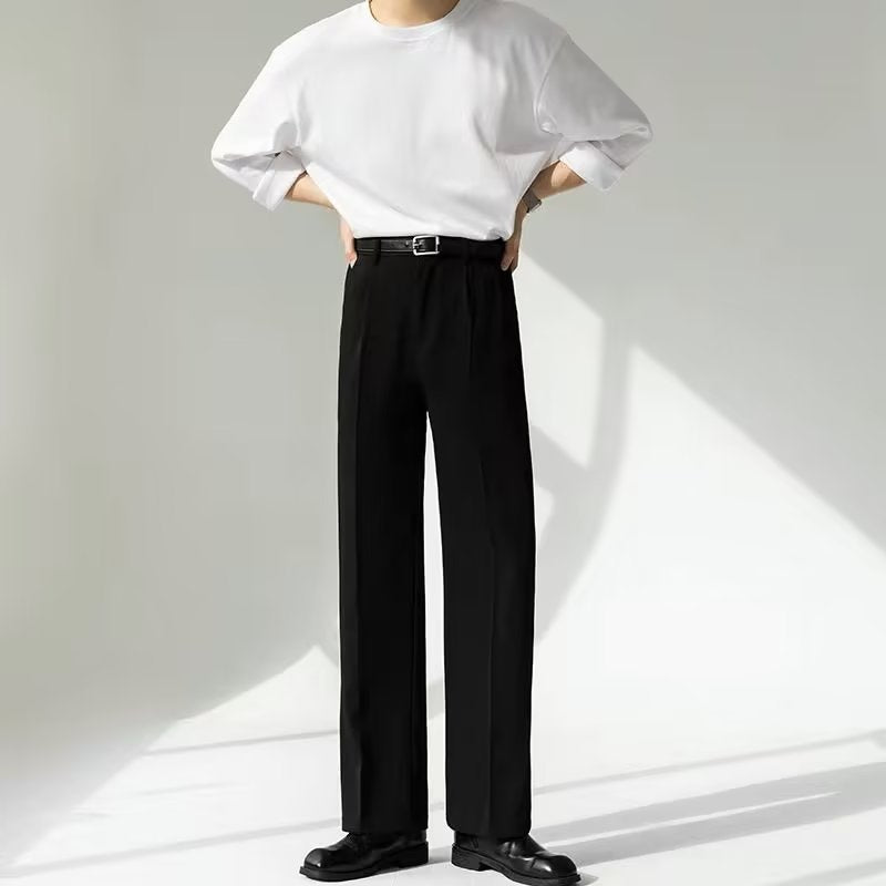 Draping Suit Pants Straight Non-ironing Loose Trousers