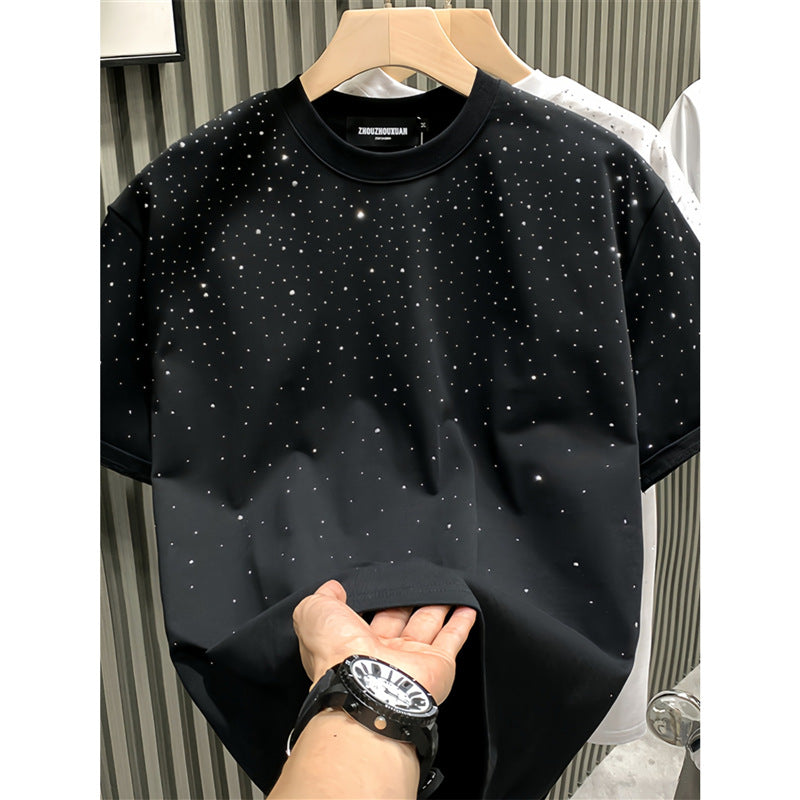 Fashion Men's T-shirt Niche Starry Hot Drilling