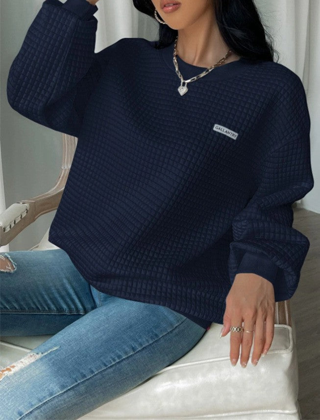 Letter Patch Detail Drop Shoulder Sweatshirt Sweater