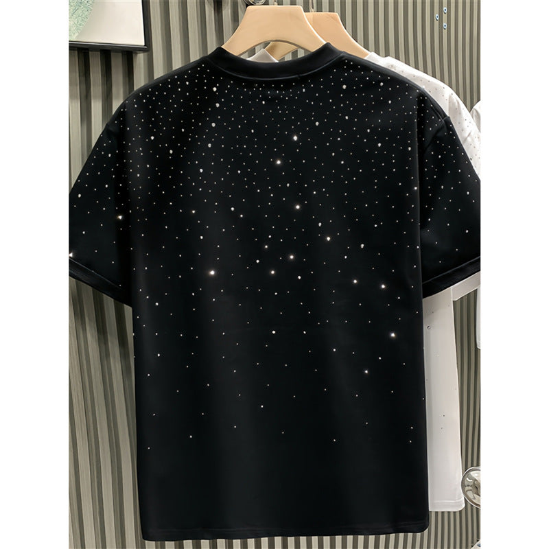 Fashion Men's T-shirt Niche Starry Hot Drilling