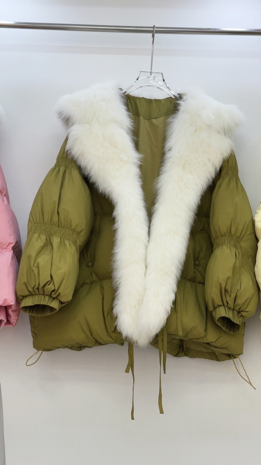 Short Loose Big Fur Collar White Duck Down Jacket Women's Coat 