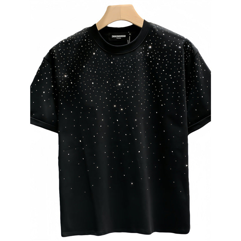 Fashion Men's T-shirt Niche Starry Hot Drilling