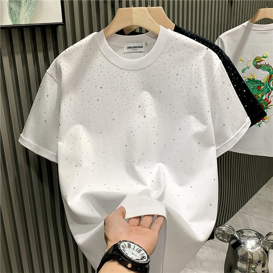 Fashion Men's T-shirt Niche Starry Hot Drilling