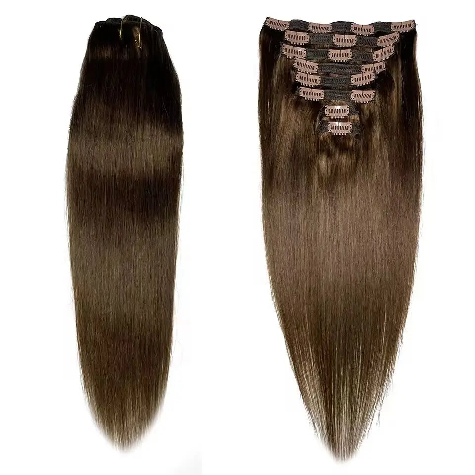 120g 8 pçs/sets clipe em extensões de cabelo humano 10 a 26 Polegada brasileiro remy cabelo reto natural preto 4 613 cores para mulher