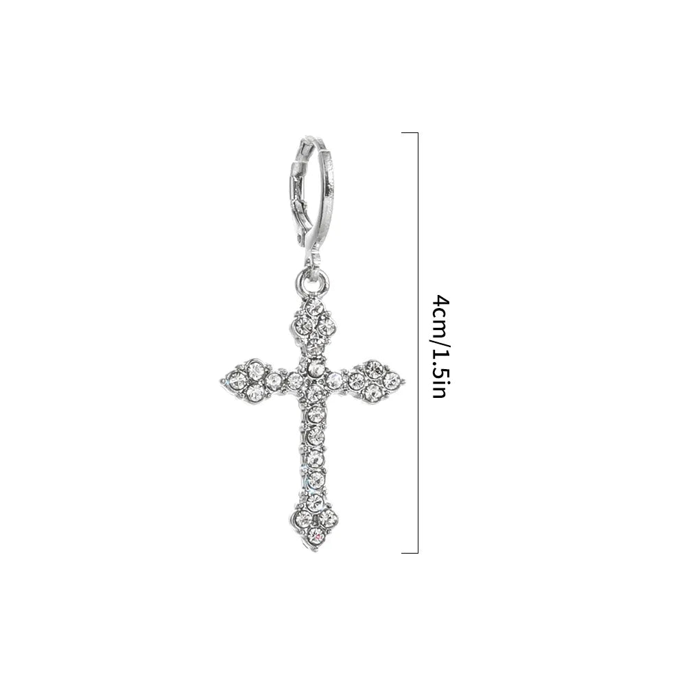 Salemlance Zircon Crystal Cross Earrings Female