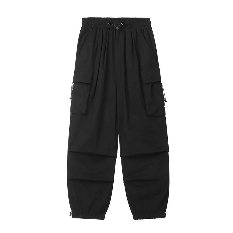 Primavera verão moda carga calças masculinas streetwear casual cintura elástica perna larga jogger calças soltas calças largas para mulher