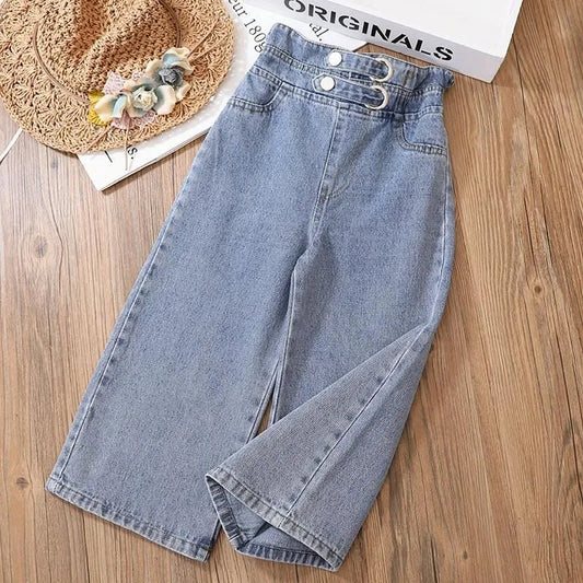 Girls' Wide-Leg Jeans Versatile Style