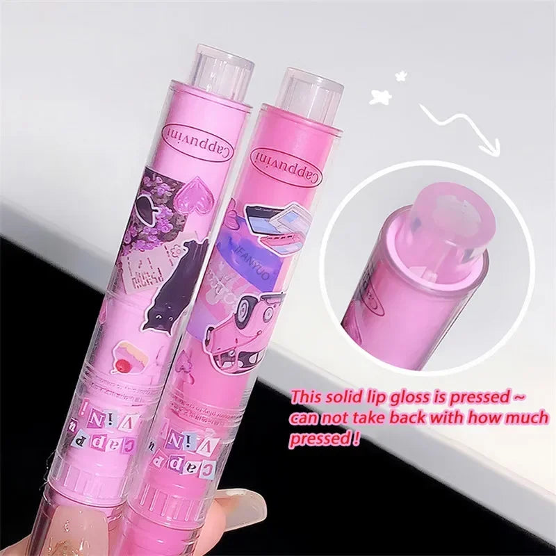 Geléia amor batom rosa brilho de água claro esmalte labial à prova dwaterproof água copo antiaderente hidratante plumping fade linhas labial gloss maquiagem