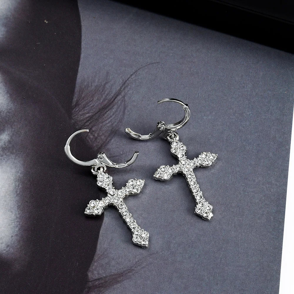 Salemlance Zircon Crystal Cross Earrings Female