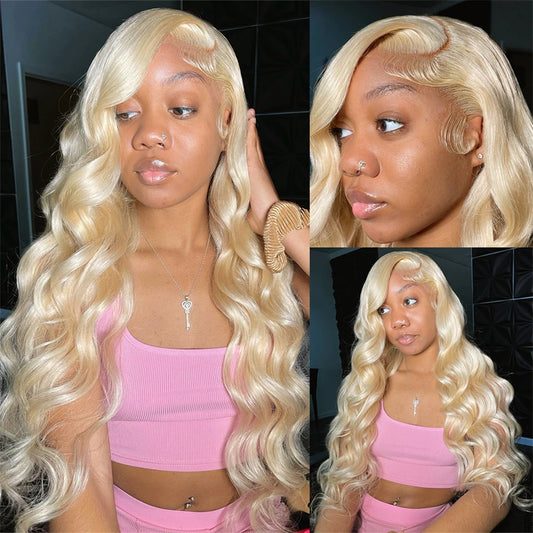 613 Lace Frontal Wig 13x4 Body Wave Human Hair for Women Color Transparent Lace Front Wig Blonde Pre-Plucked Glueless Human Hair