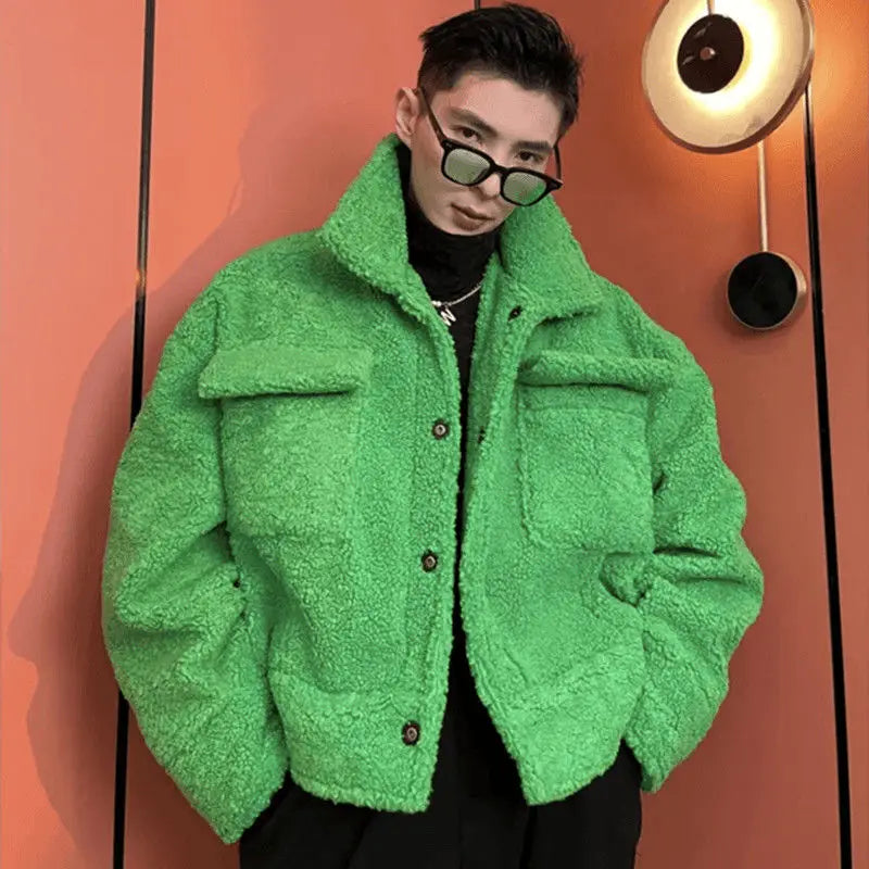 Male Y2K Top Plush Warm Korean Streetwear