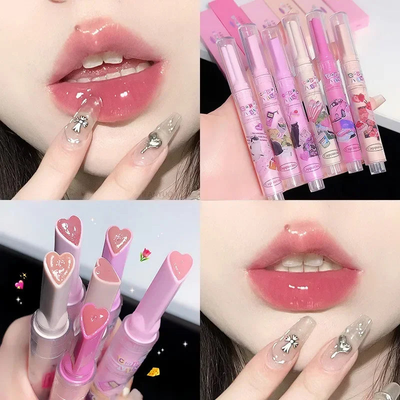 Geléia amor batom rosa brilho de água claro esmalte labial à prova dwaterproof água copo antiaderente hidratante plumping fade linhas labial gloss maquiagem