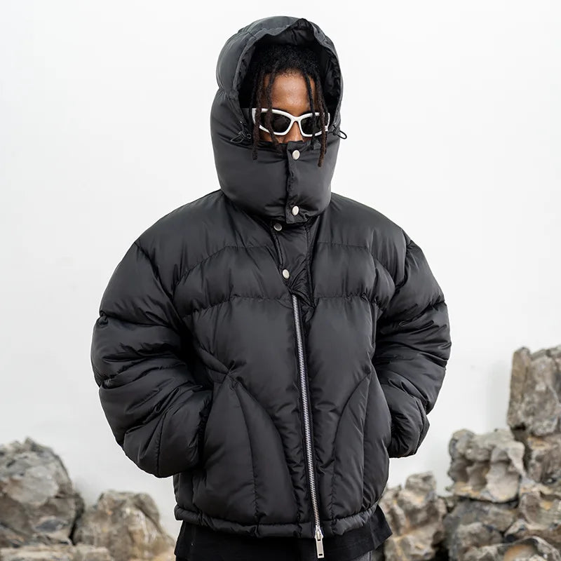 Hooded down jacket thickened