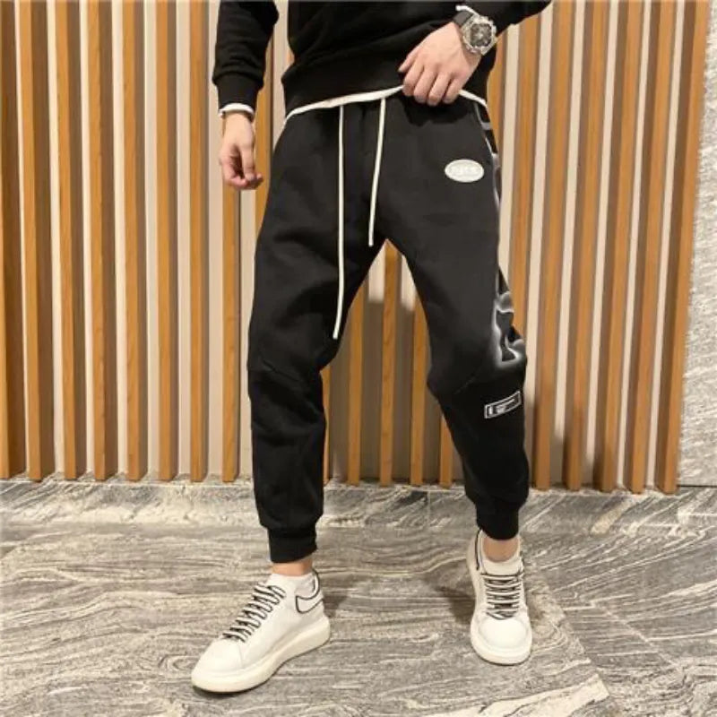 Harem moletom masculino frete grátis esporte elástico goth y2k calças estilo coreano pista elegante verão homem calças de suor xl