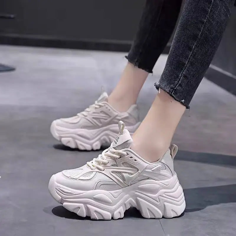 Women Lace-Up Mesh Sneakers Casual Walking Shoes 