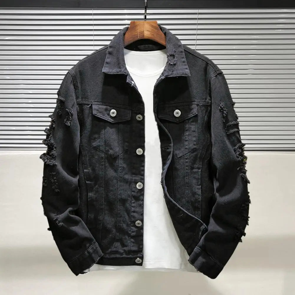 Men Jean Jacket Popular Men Jacket Ripped Hole