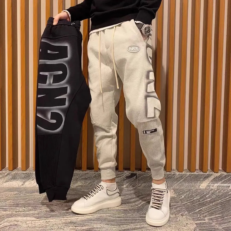 Harem moletom masculino frete grátis esporte elástico goth y2k calças estilo coreano pista elegante verão homem calças de suor xl