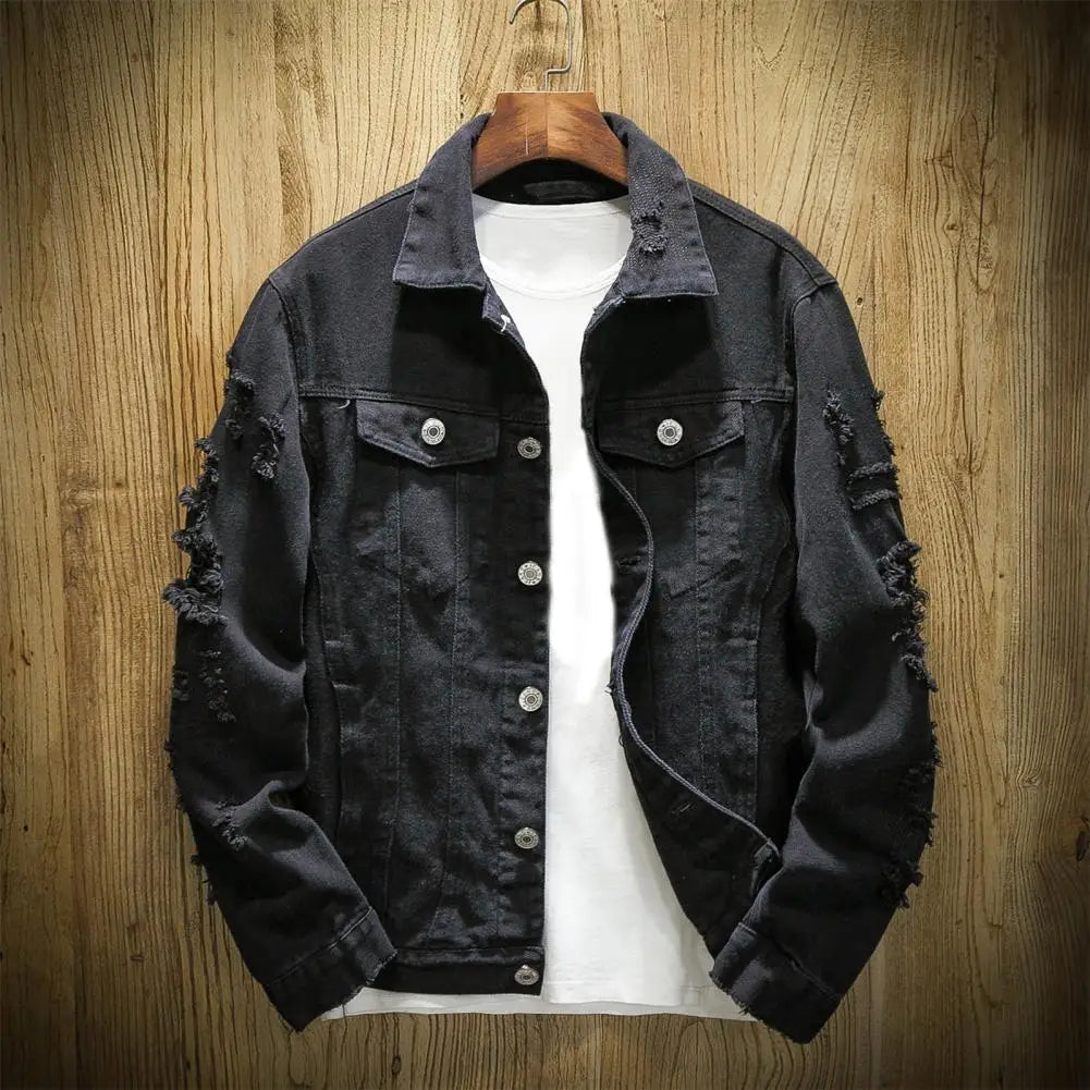 Men Jean Jacket Popular Men Jacket Ripped Hole