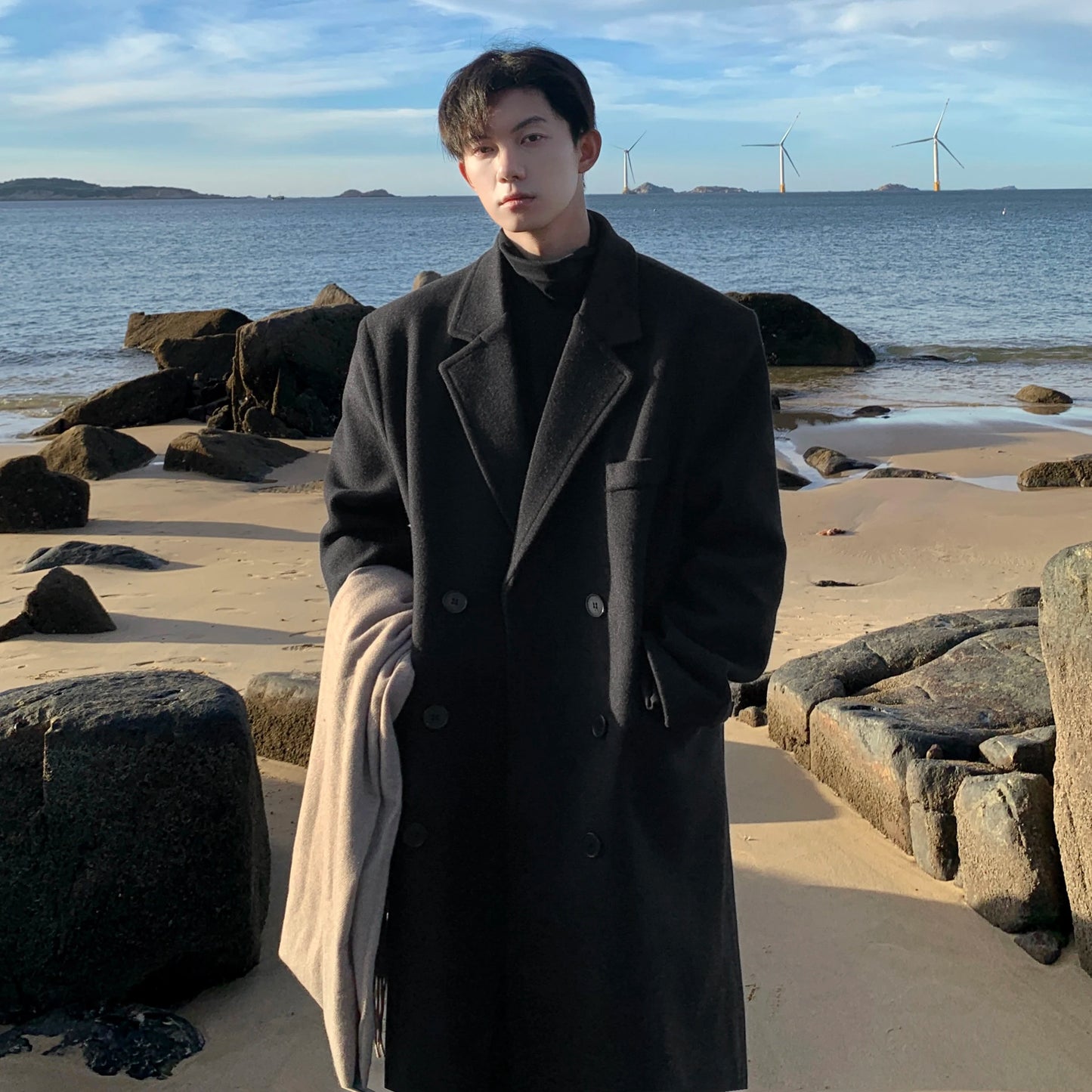 Winter Long Trenchcoat Men Korean-style