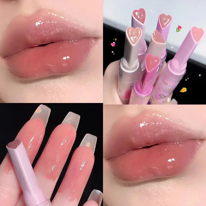 Geléia amor batom rosa brilho de água claro esmalte labial à prova dwaterproof água copo antiaderente hidratante plumping fade linhas labial gloss maquiagem