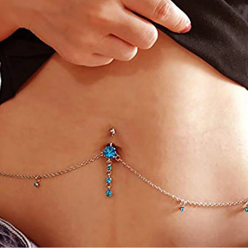 Dangle Belly Button Chain Navel Piercing Ring Body Jewelry Waist Chain