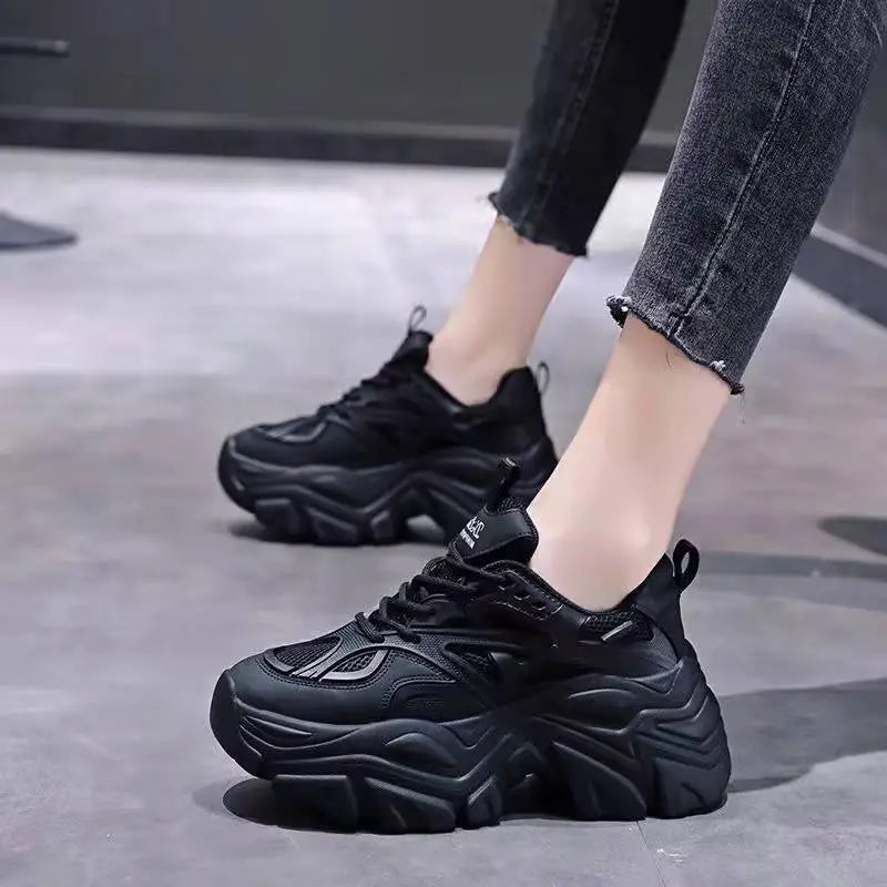 Women Lace-Up Mesh Sneakers Casual Walking Shoes 