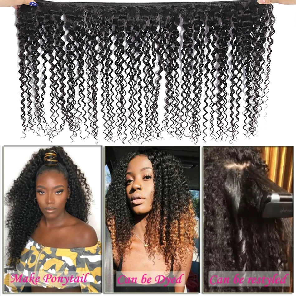 Indiano afro kinky encaracolado pacotes 1/3/4 pçs extensões de cabelo humano não processado cabelo virgem 100% feixes tecer cabelo humano onda jerry