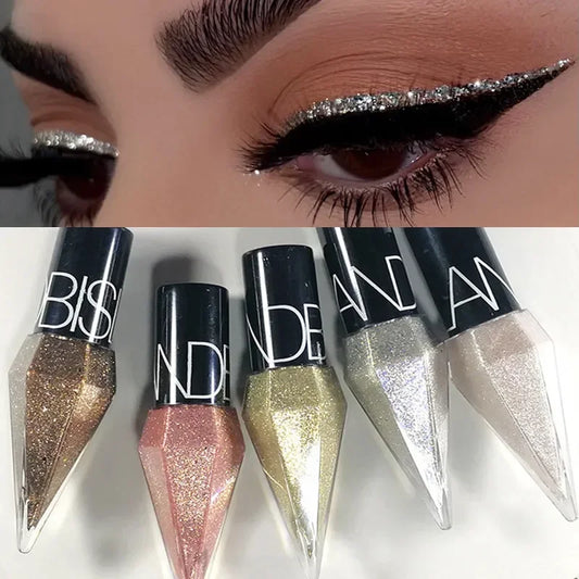 Diamante brilhante olho forros sombra à prova dwaterproof água prata rosa ouro cor glitter lantejoulas delineador sombra de olho maquiagem beleza cosméticos