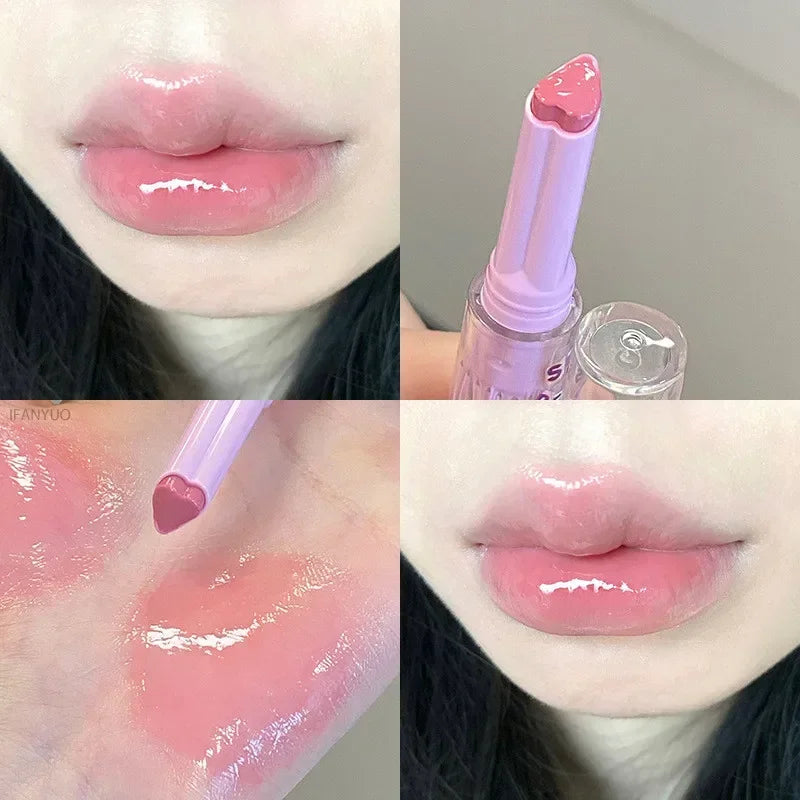 Geléia amor batom rosa brilho de água claro esmalte labial à prova dwaterproof água copo antiaderente hidratante plumping fade linhas labial gloss maquiagem