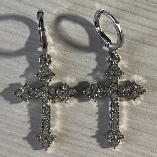 Salemlance Zircon Crystal Cross Earrings Female