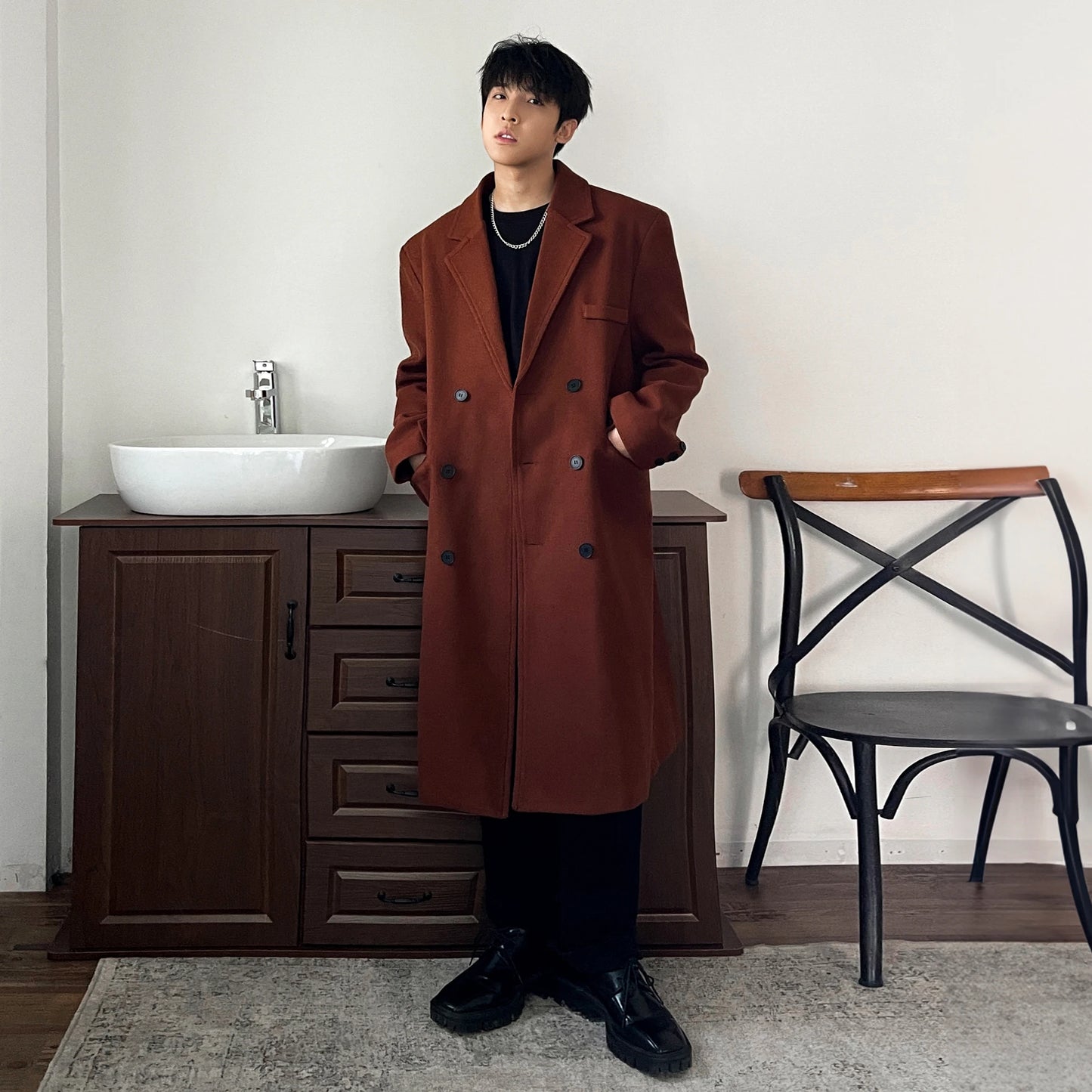 Winter Long Trenchcoat Men Korean-style