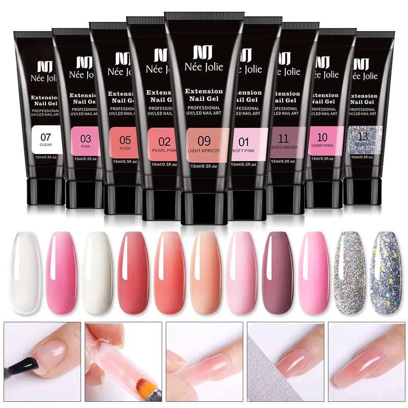 Conjunto de gel poli para unhas, lâmpada led de 6w, kit completo de manicure, extensão rápida, construção de unhas, ponta dos dedos, kit de ferramentas para design de unhas artísticas