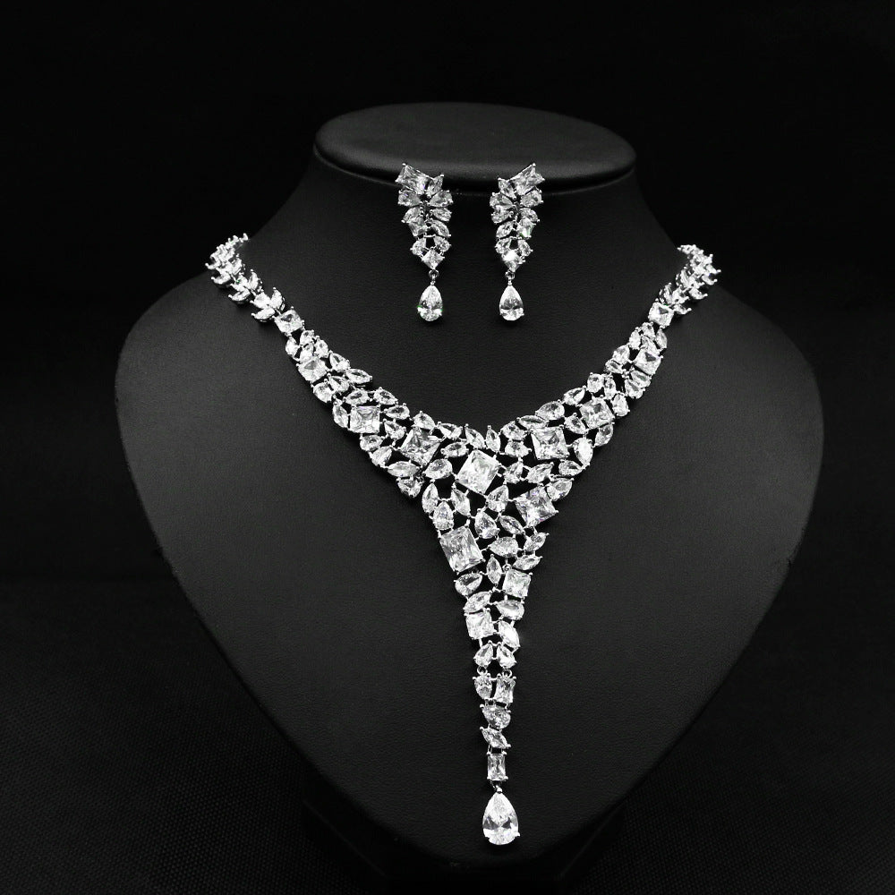 Zircon Necklace Set Wedding Dress Wedding Earring