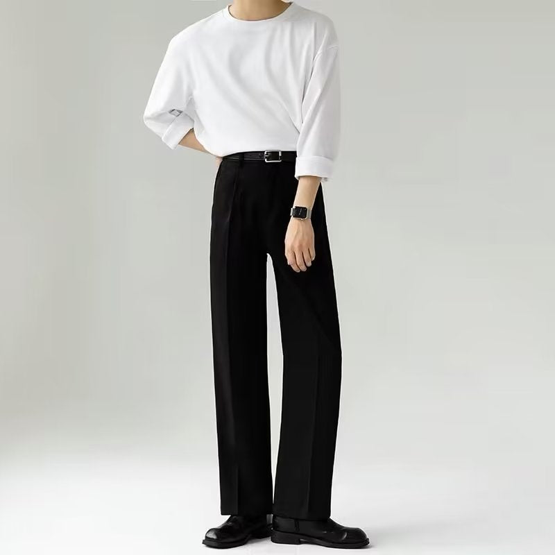 Draping Suit Pants Straight Non-ironing Loose Trousers